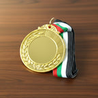 Competition medal with classic ribbon strap