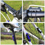Side view of the blue waterproof bicycle front light, emphasizing its durable construction.