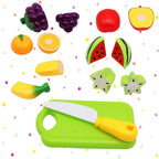 Detailed shot of the durable, non-toxic plastic fruits and vegetables from the play food set.