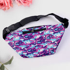 Sporty style camouflage waist bag with zipper closure and adjustable belt