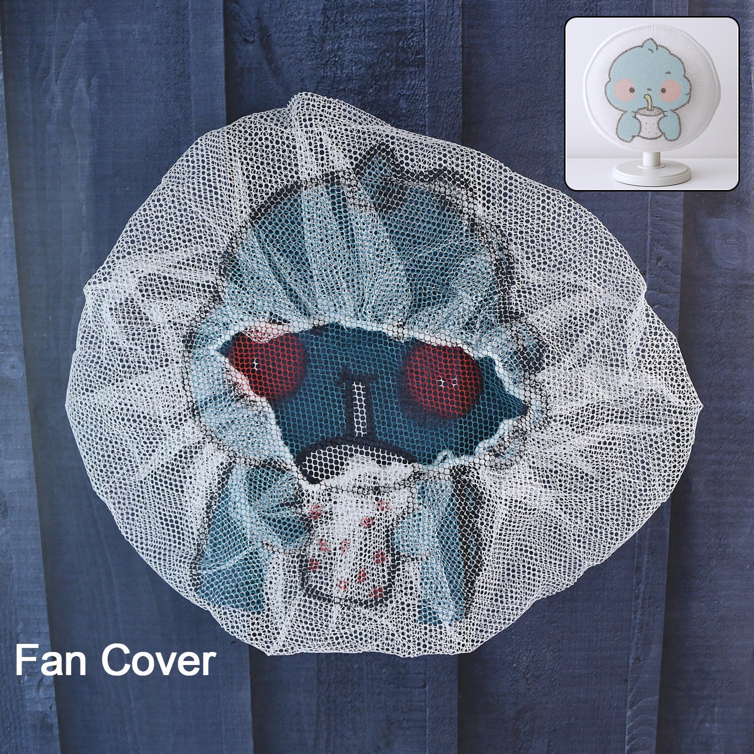 Snug fit fabric mesh fan cover protecting fan blades