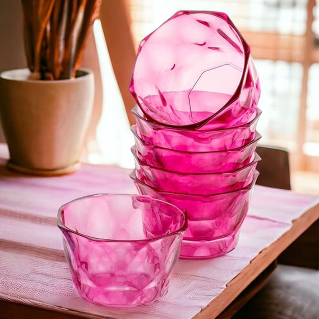 Side profile of a sturdy plastic diamond shape ice cream serving bowl.