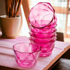 Side profile of a sturdy plastic diamond shape ice cream serving bowl.