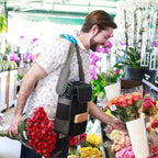 Close-up of the padded grip on the ergonomic grocery bag holder.