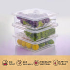 Durable plastic food storage bin with secure lid for fridge organization