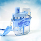 Overhead shot showcasing the two distinct sections of the dual compartment water bottle.