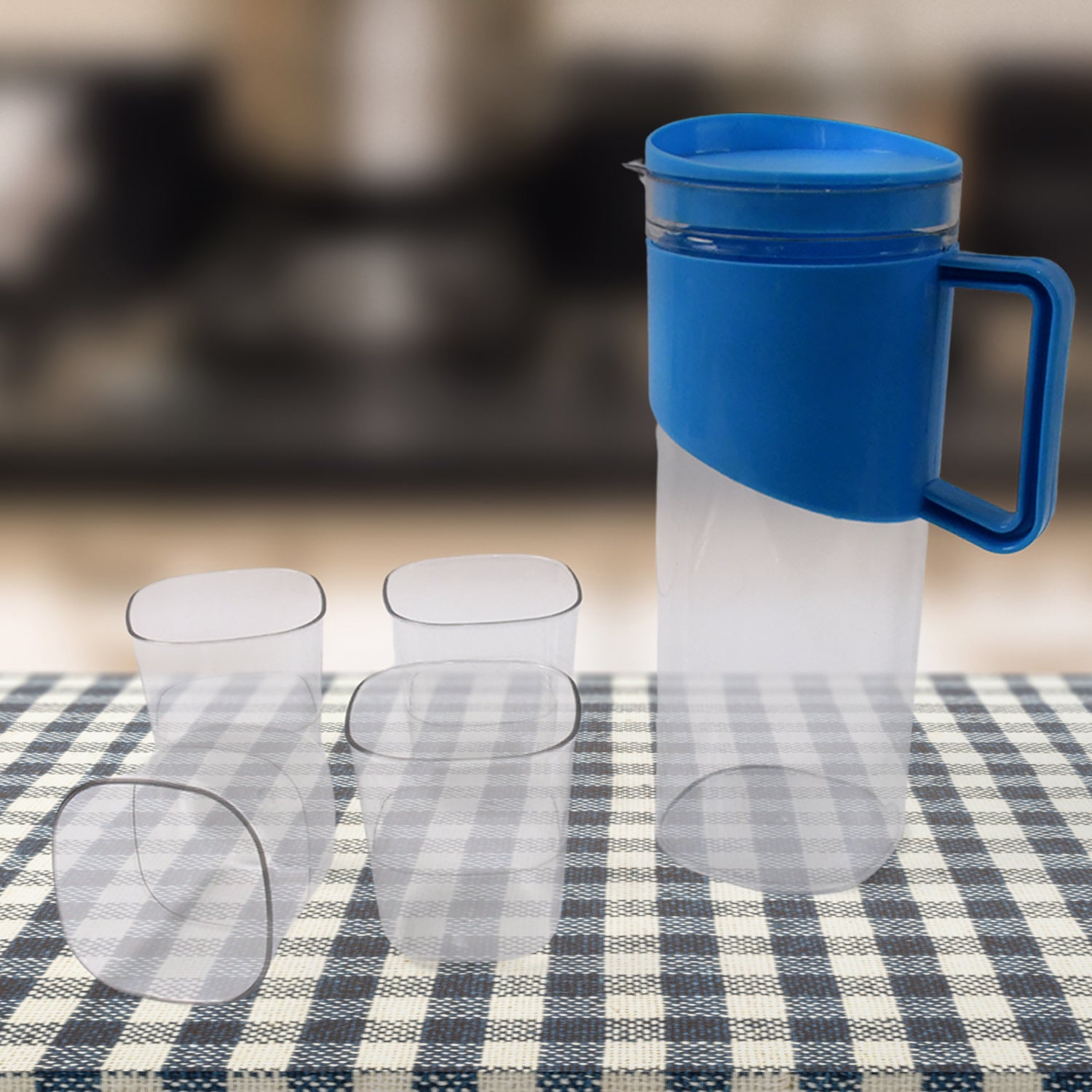 Side angle of unbreakable water jug with clear transparent design