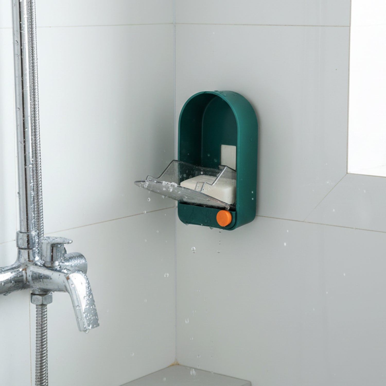 Organized soap dishes on wall-mounted soap holder