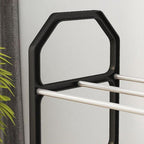 Detailed view of the easy assembly mechanism of the shoe rack.