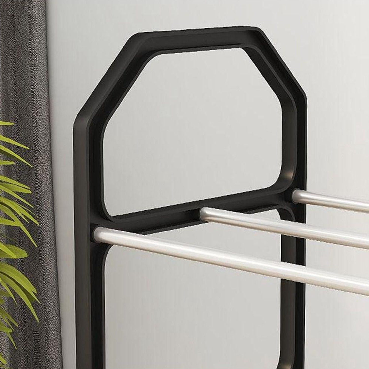Detailed view of the easy assembly mechanism of the shoe rack.