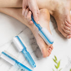 Close-up of natural pumice stone surface on foot scrubber for exfoliation