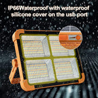 Solar LED Flood Light brightly illuminating outdoor space at night