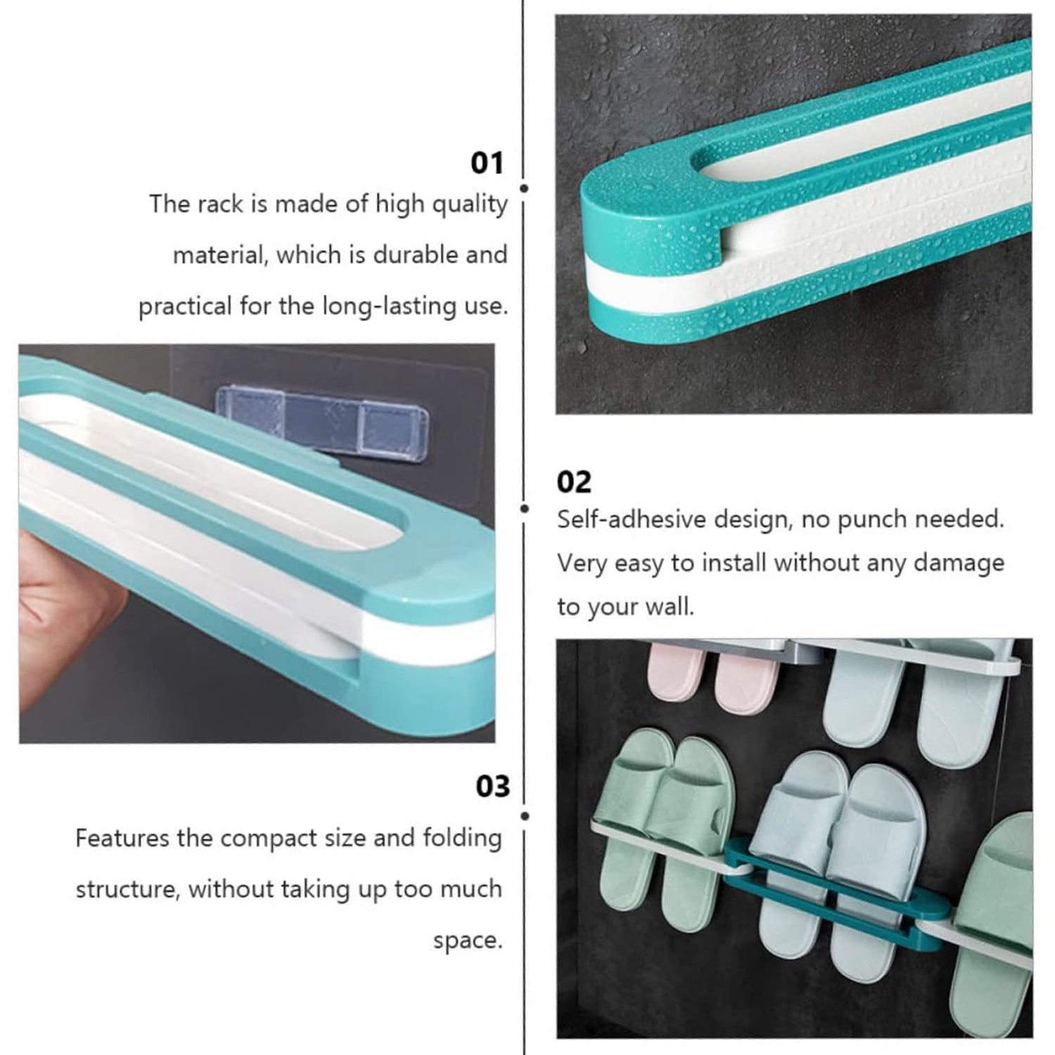 Neat wall installation slipper stand organizing family slippers