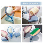 Decorative leaf soap storage tray with draining feature
