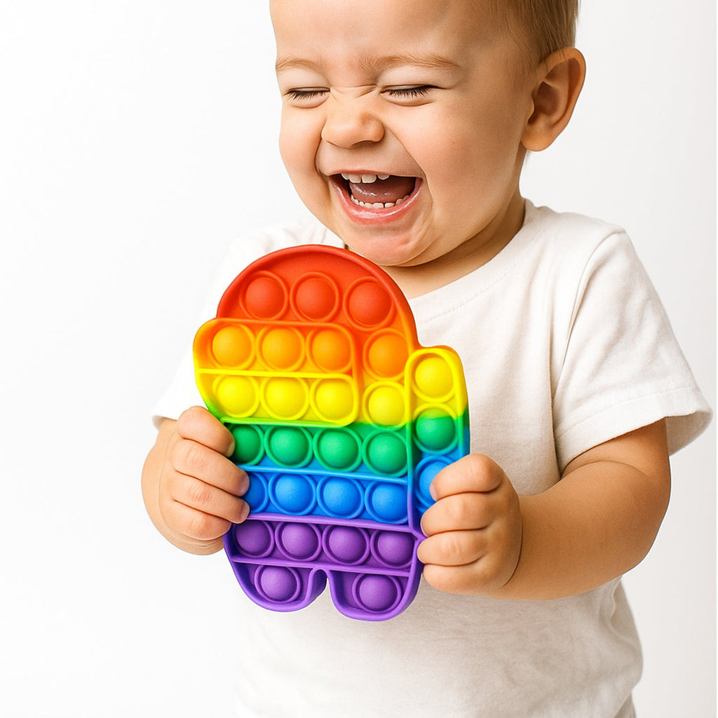 Person using silicone Pop It toy to relieve stress and improve concentration