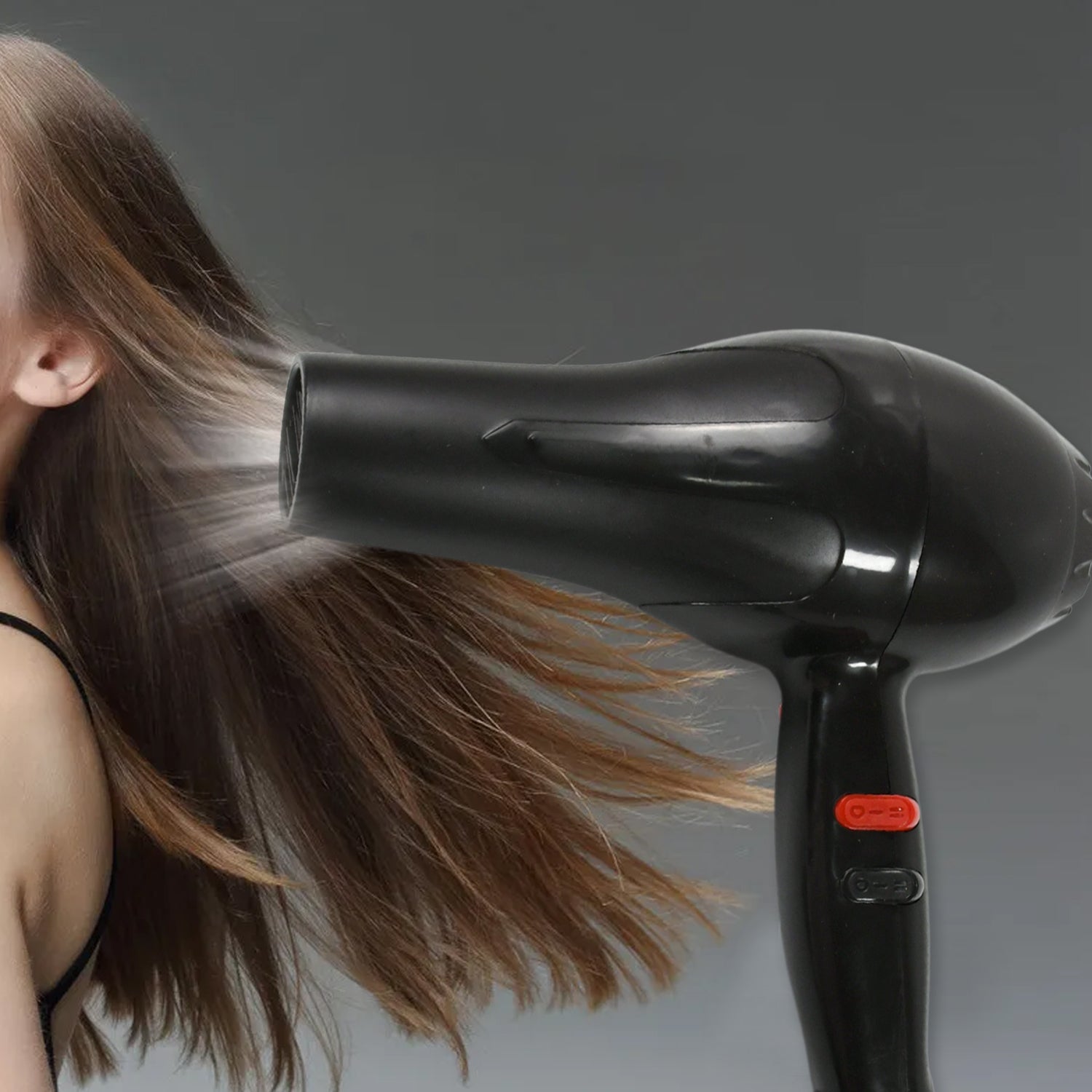 Professional hair dryer with 1800W power and sleek design.