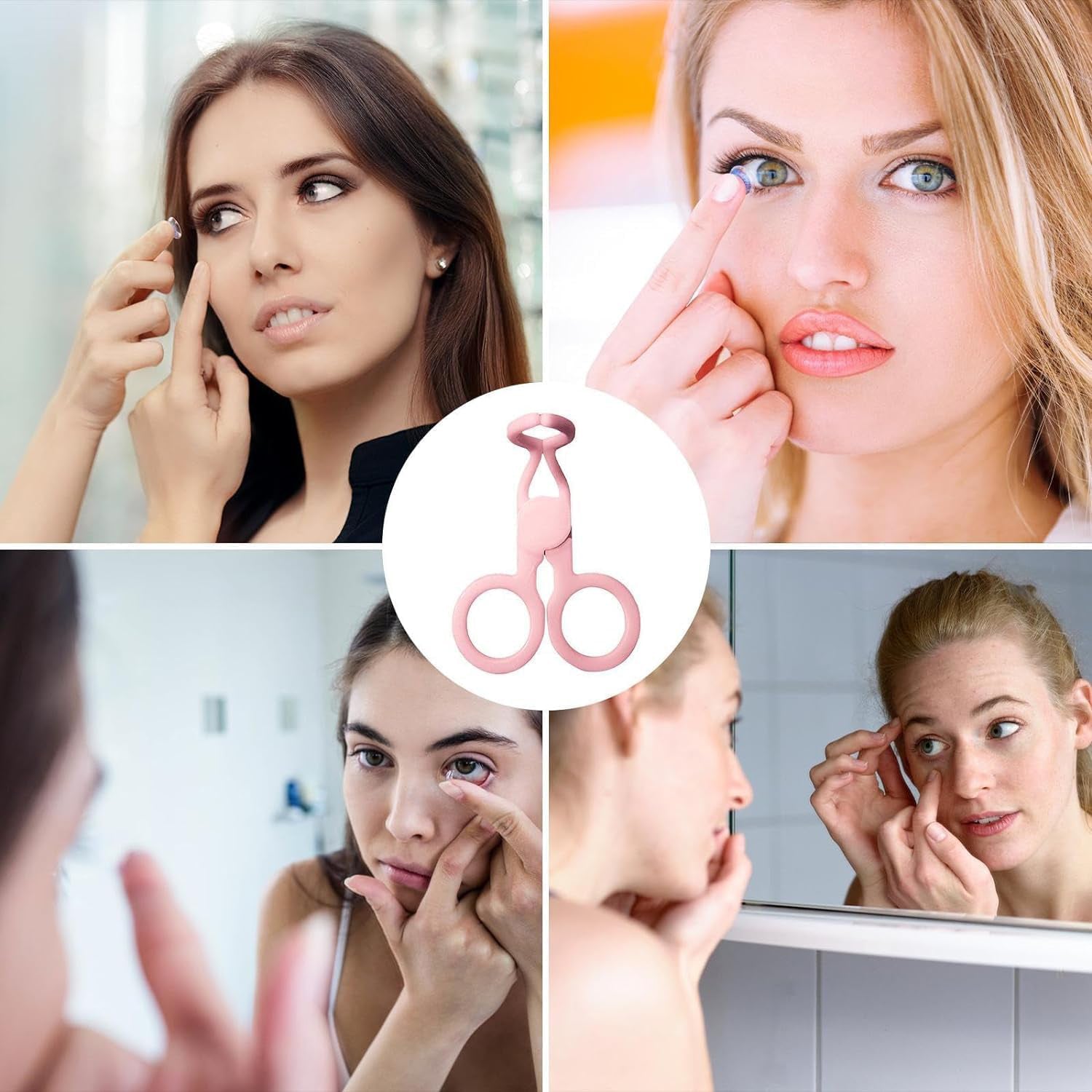 Different angles of the contact lens accessory, highlighting its ergonomic design.