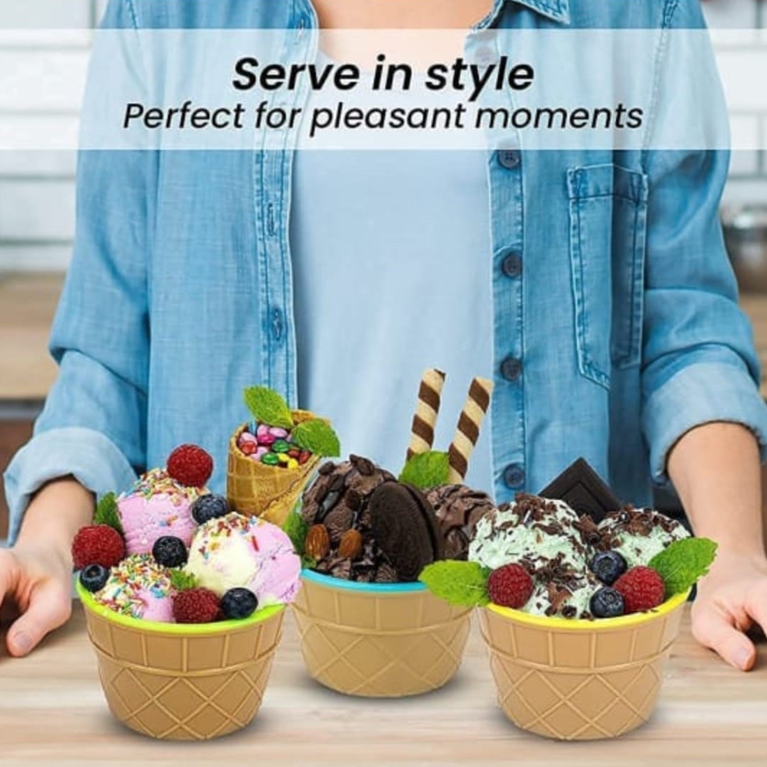 Attractive colour box packaging for the 6-piece ice cream bowl set