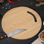 Wooden round chopping board with juice groove made from bamboo