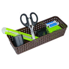 Six pieces of the versatile desk organizer tray set in various sizes.