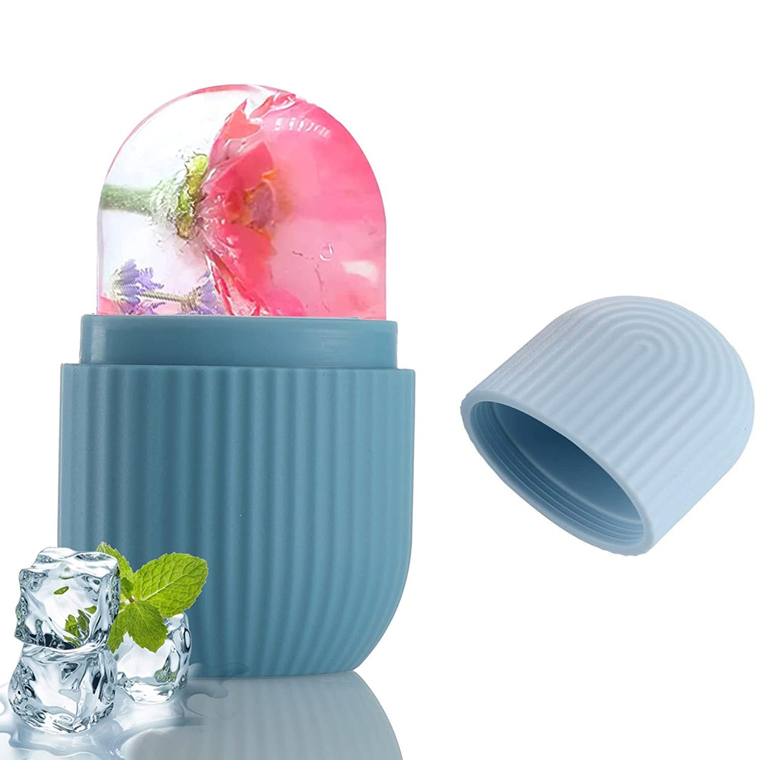 GlowForm Ice Roller with frozen interior, ready for a refreshing facial massage.