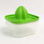 Orange juicer with juice collector container for mess-free pouring