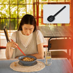 Durable non-stick silicone spoon in a close-up shot.