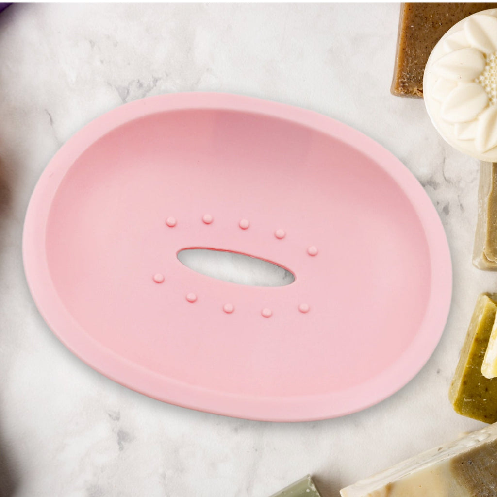 Illustration showing easy, no-drill installation of the adhesive soap dish holder.