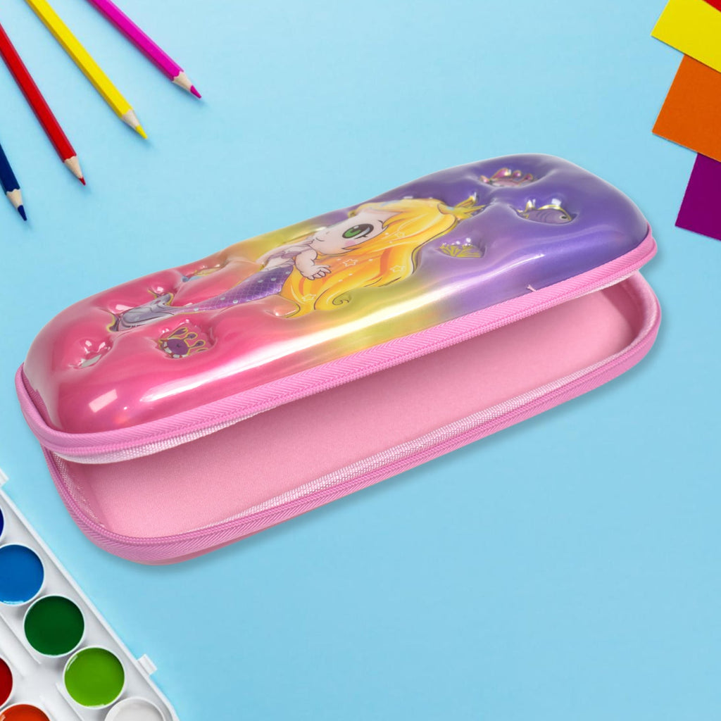 Kids cartoon hard shell pencil case with zipper for school