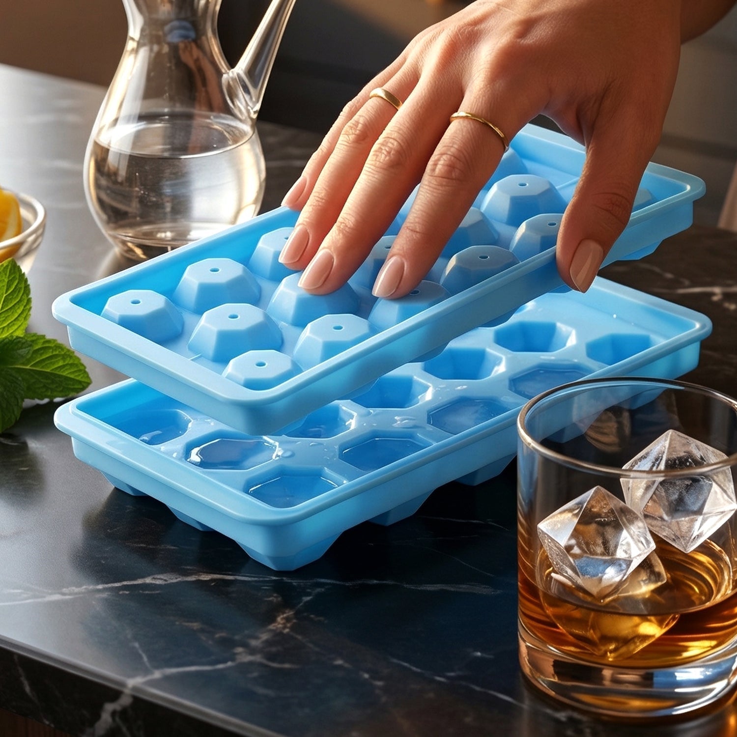 Reusable silicone ice cube tray for drinks and desserts