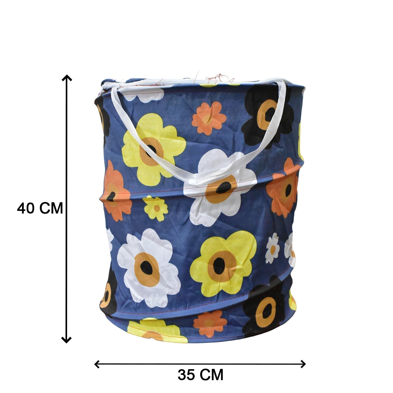 Top view of the canvas laundry bag, showing its sturdy ring structure.