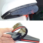 Close-up of rainproof car mirror cover on a car side mirror.