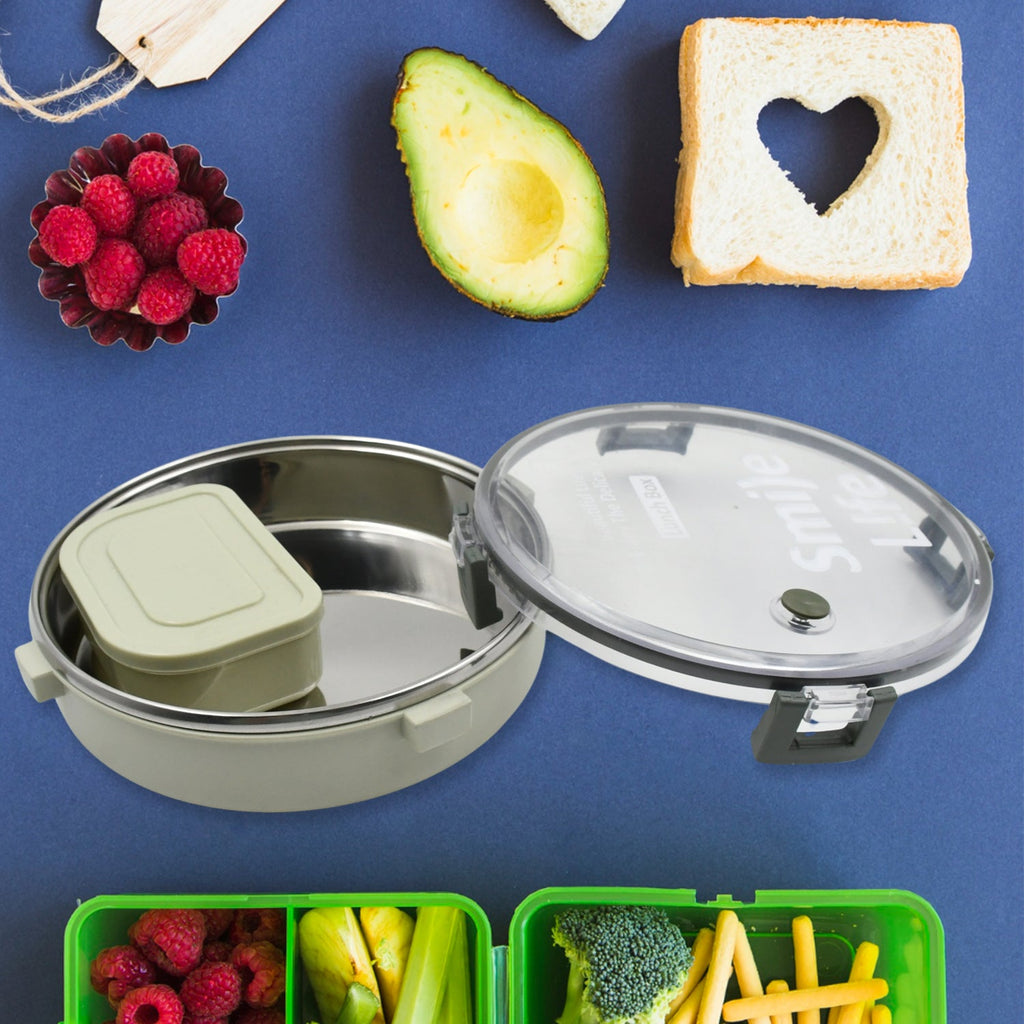 Miracle Stainless Steel Lunch Box with its dimensions clearly displayed on a white background.