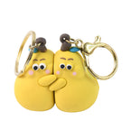 Cute Cartoon Couple keychain set with metal keyrings attached