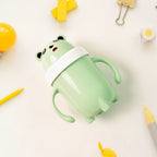 Side view of spill proof sipper baby training cup with handles