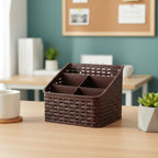 Woven desk storage basket organizer for office and home use