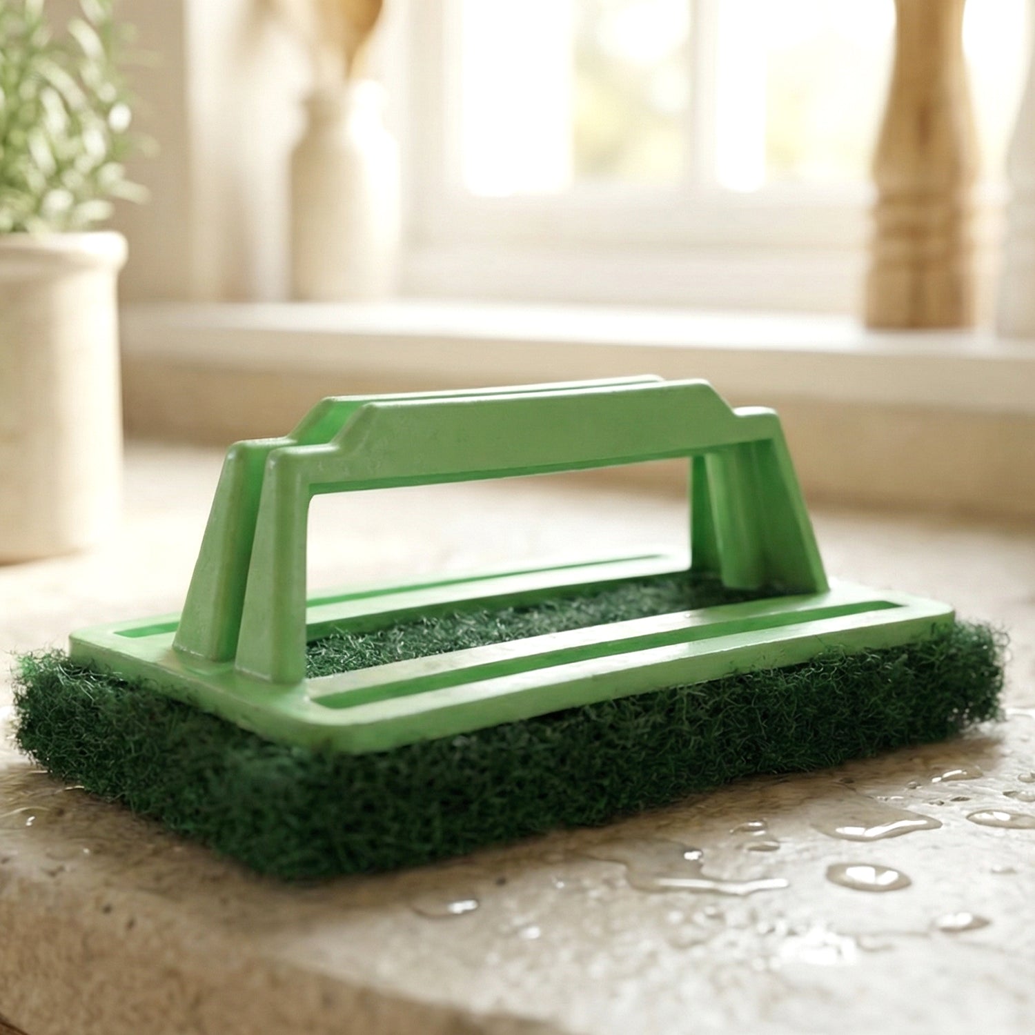 Tile Cleaning Scrubber Brush cleaning a sink area with ease.