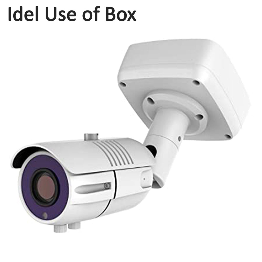 Secure camera mounting box with visible screw holes for easy installation.