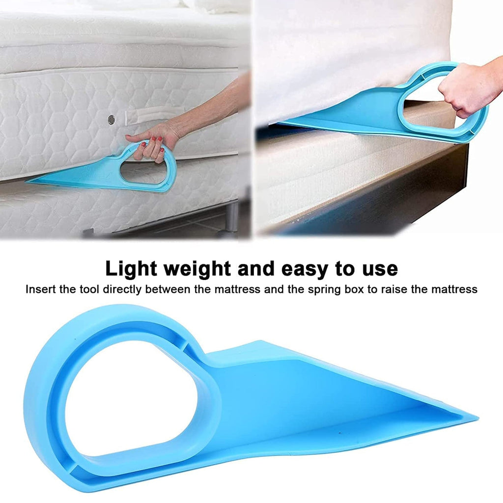 The mattress lifter tool demonstrating quick and easy bed making.