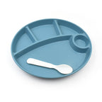Side view of the eco-friendly reusable kids plate, highlighting its depth.