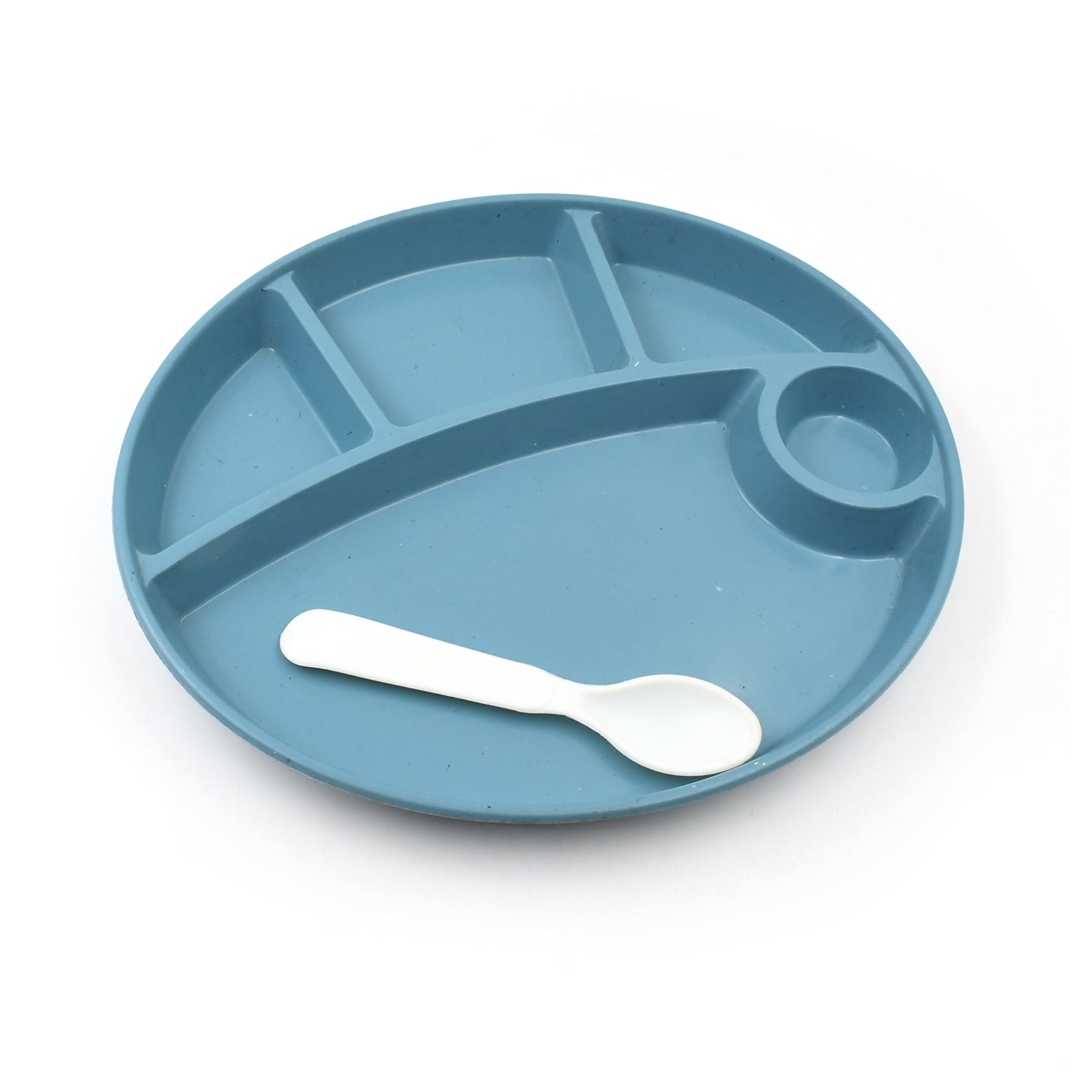 Side view of the eco-friendly reusable kids plate, highlighting its depth.