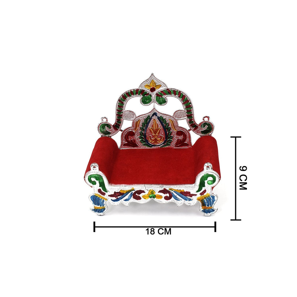 Top-down view of the Bal Gopal Singhasan, ready for your sacred idol.