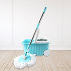 Extra microfiber mop head included in spin mop cleaning system kit