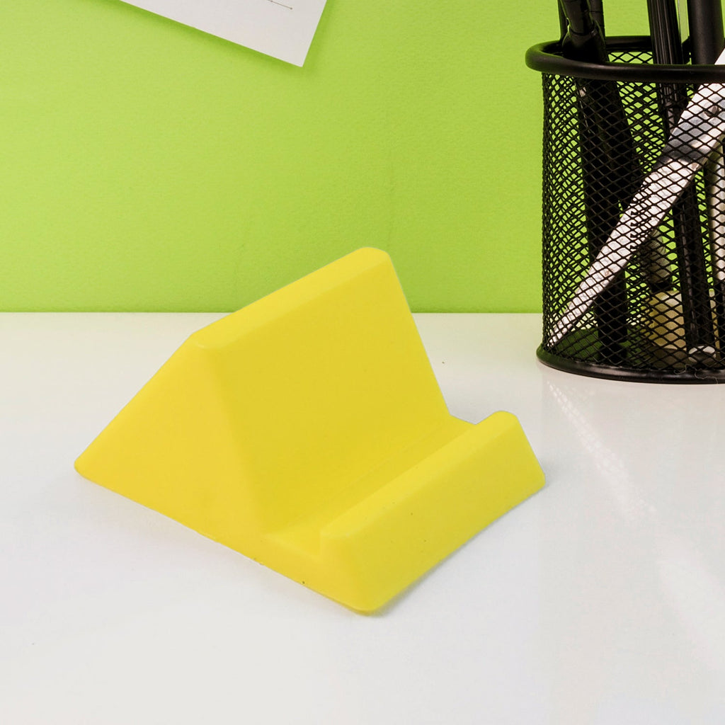 Minimalist plastic phone holder stand designed for hands-free video calls and viewing