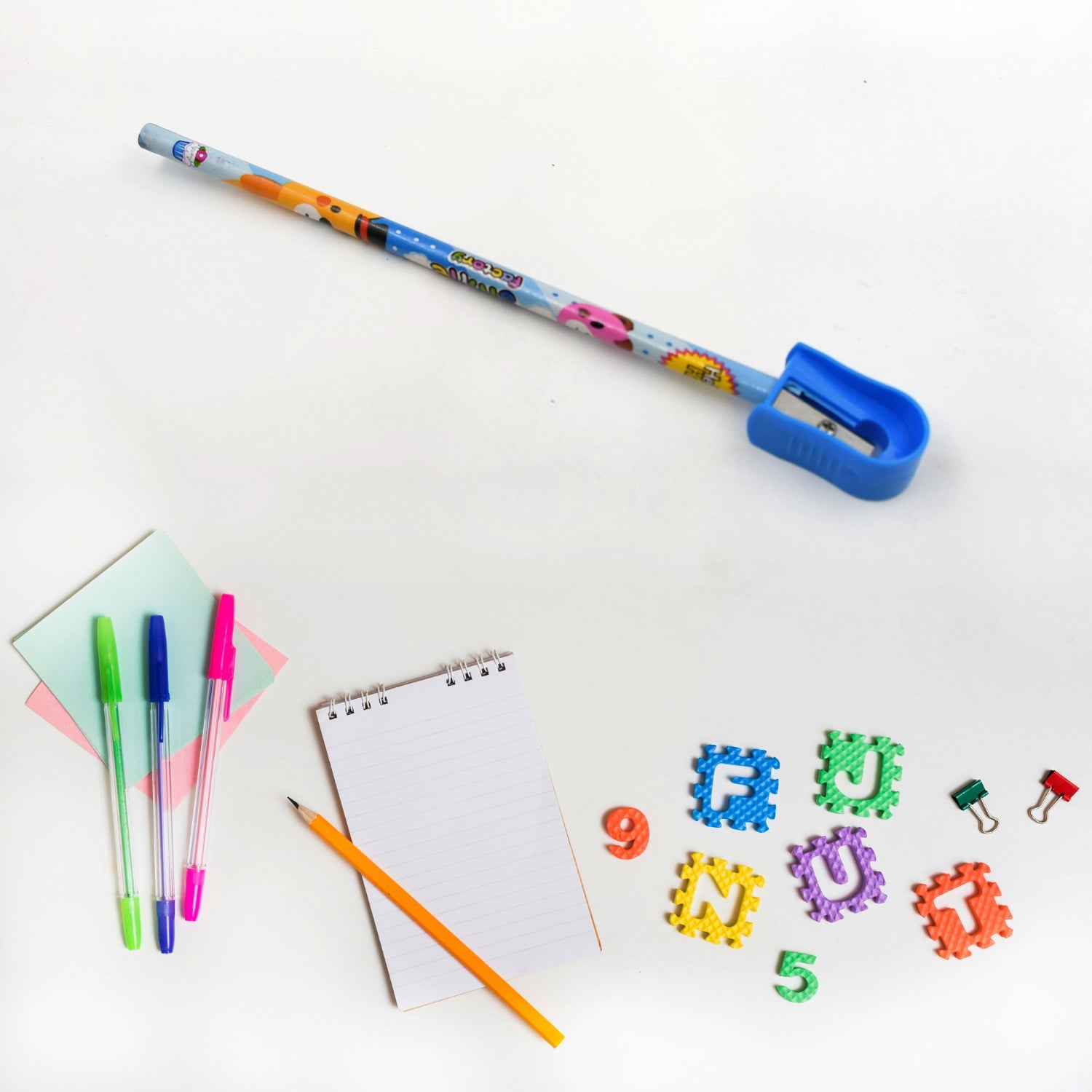 Small notebook with a colorful cover, perfect for drawing and writing in the kids stationery set.