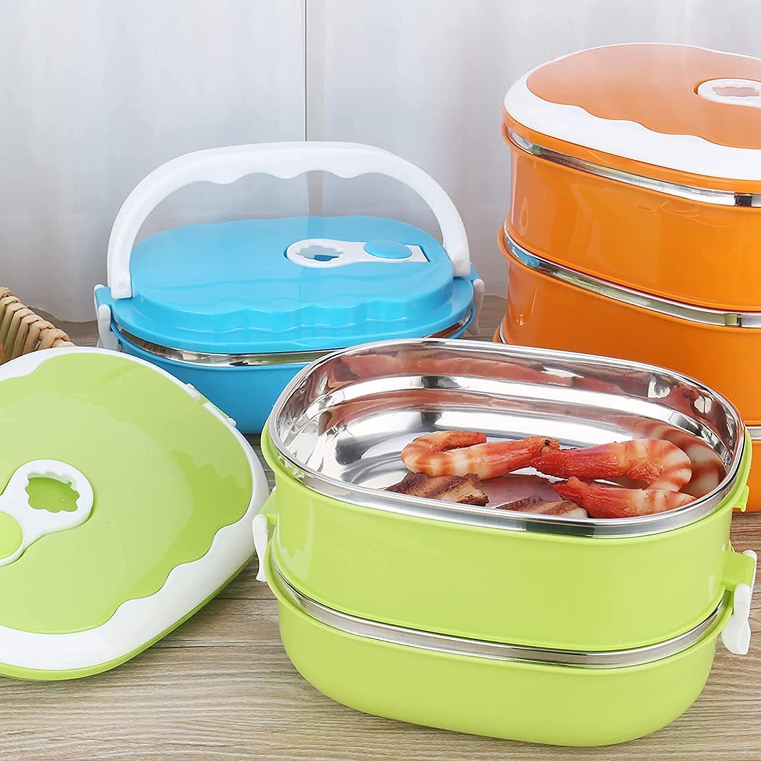 Side view of the versatile stainless steel food container, highlighting its sleek design.