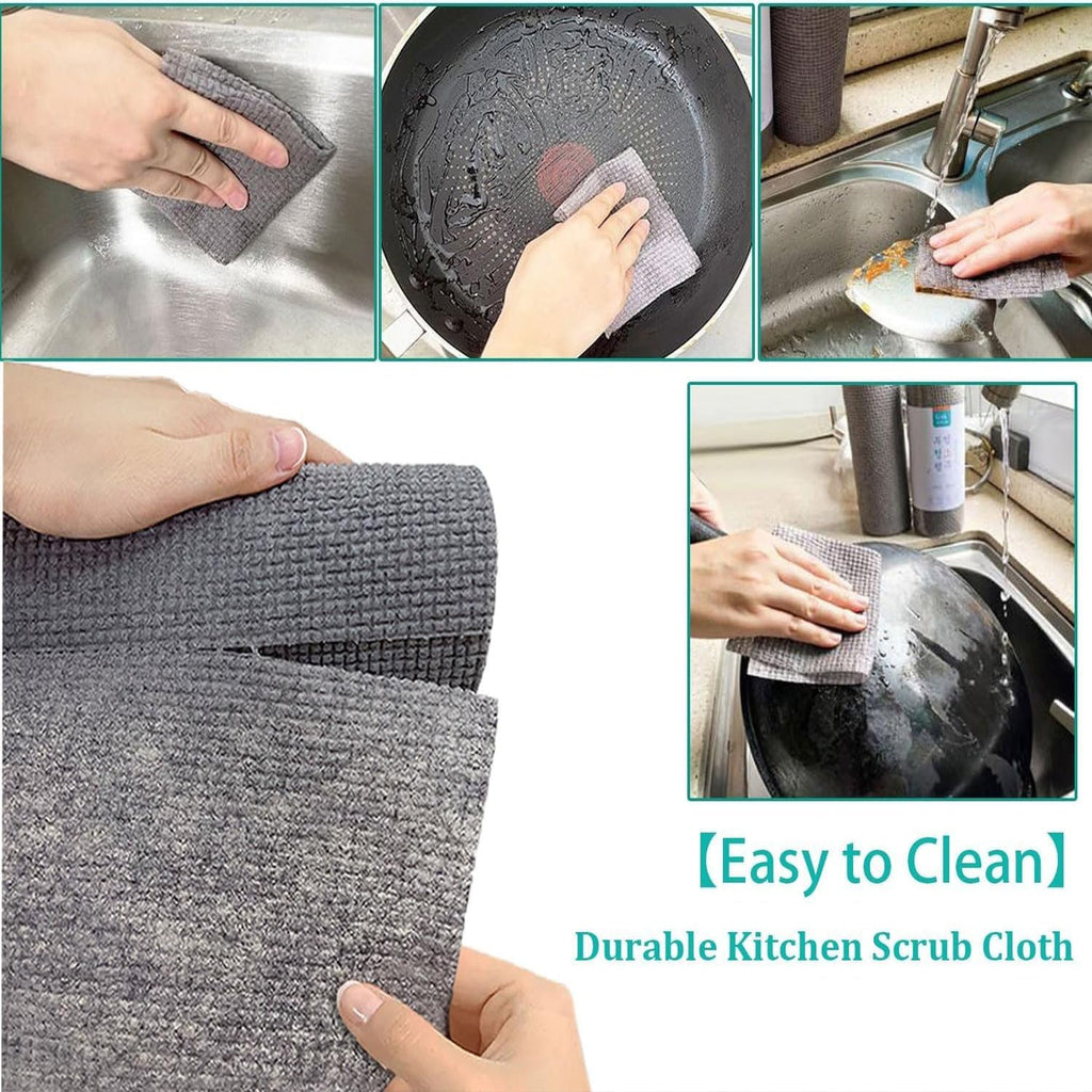 Microfiber dish cloth being rinsed under running water for easy cleaning.