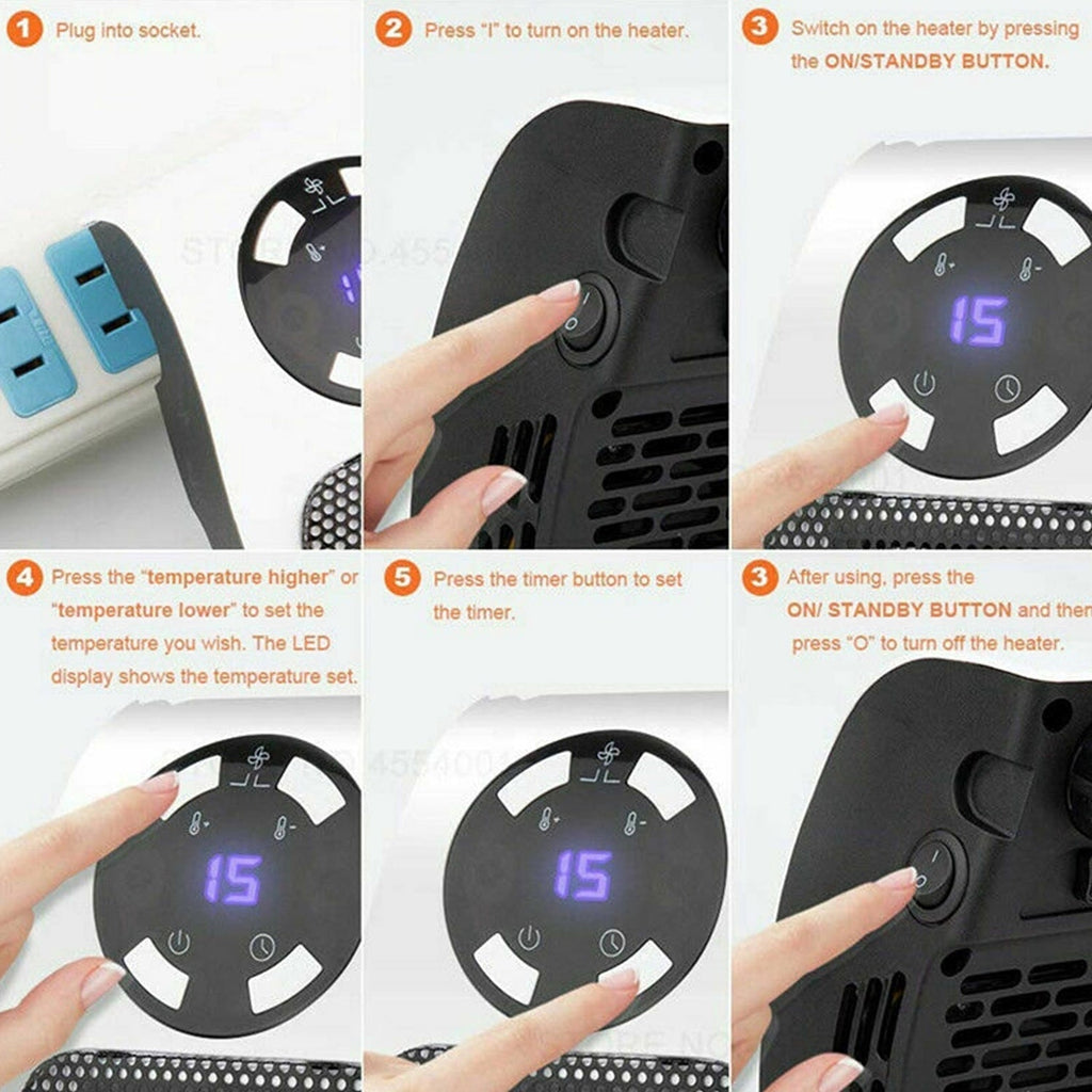Sleek and safe PTC ceramic heater with overheat protection for peace of mind.