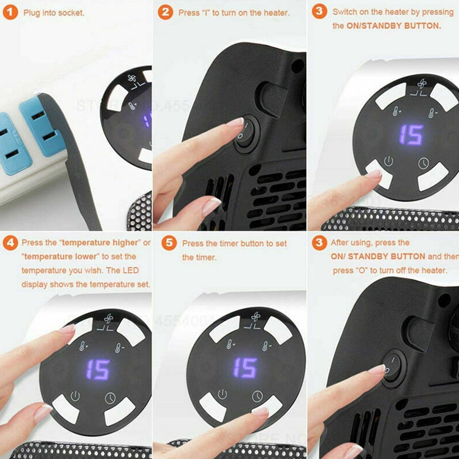 Sleek and safe PTC ceramic heater with overheat protection for peace of mind.