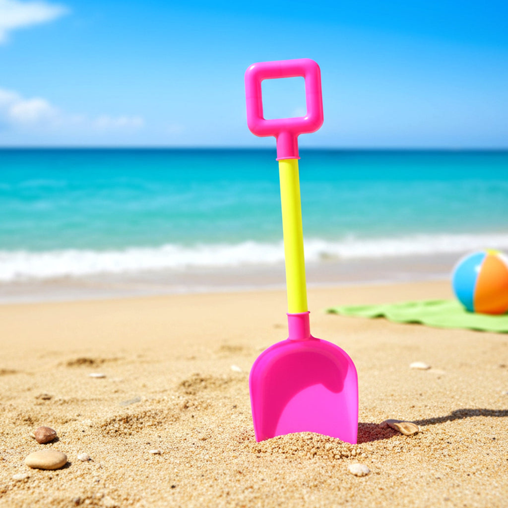 Kids beach sand shovel lying on outdoor ground for play